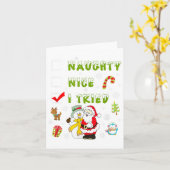 Nice Naughty I Tried Merry Christmas Shirt_1  カード (黄色い花)