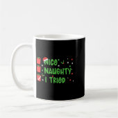 Nice Naughty I Tried Santa's Naughty List Funny Ch コーヒーマグカップ (左)