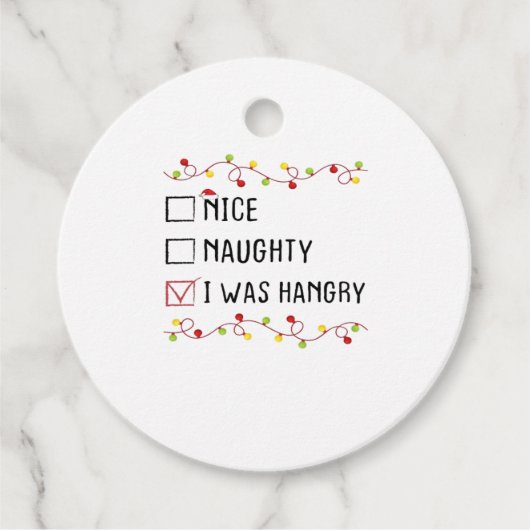 Nice Naughty I Was Hangry List Christmas フェイバータグ (正面)