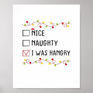 Nice Naughty I Was Hangry List Christmas  ポスター