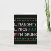 Nice Naughty I'm Drunk Checklist Ugly Christmas Sw カード (正面)