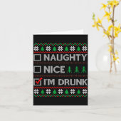 Nice Naughty I'm Drunk Checklist Ugly Christmas Sw カード (黄色い花)