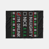 Nice Naughty I'm Drunk Checklist Ugly Christmas Sw フリースブランケット (正面(横))