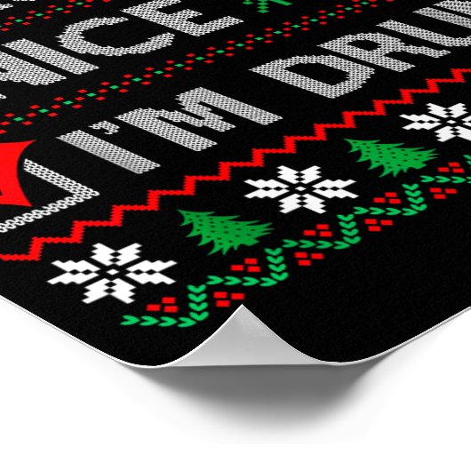 Nice Naughty I'm Drunk Checklist Ugly Christmas Sw ポスター (角)