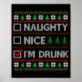 Nice Naughty I'm Drunk Checklist Ugly Christmas Sw ポスター (正面)