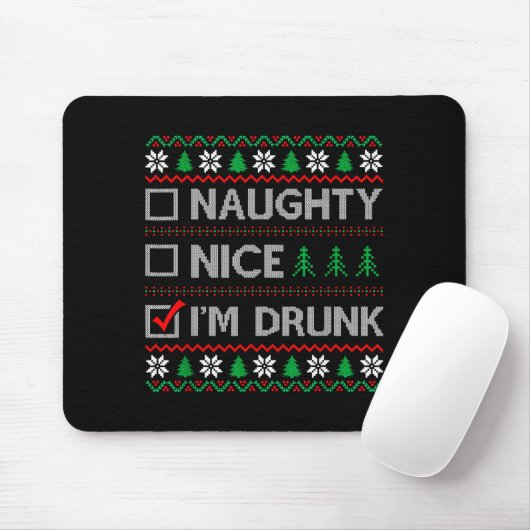 Nice Naughty I'm Drunk Checklist Ugly Christmas Sw マウスパッド (マウス)