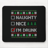Nice Naughty I'm Drunk Checklist Ugly Christmas Sw マウスパッド (正面)