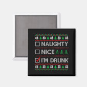 Nice Naughty I'm Drunk Checklist Ugly Christmas Sw マグネット (正面/裏面)