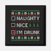 Nice Naughty I'm Drunk Checklist Ugly Christmas Sw マグネット (正面)