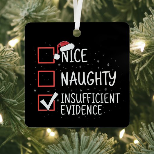 Nice Naughty Insufficient Evidence Christmas Funny メタルオーナメント (インサイチュ)