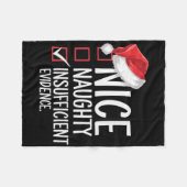 Nice Naughty Insufficient Evidence Christmas Santa フリースブランケット (正面(横))