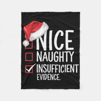 Nice Naughty Insufficient Evidence Christmas Santa フリースブランケット