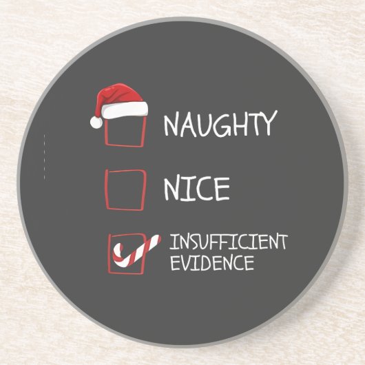 Nice Naughty Insufficient Evidence Santa Christmas コースター (正面)