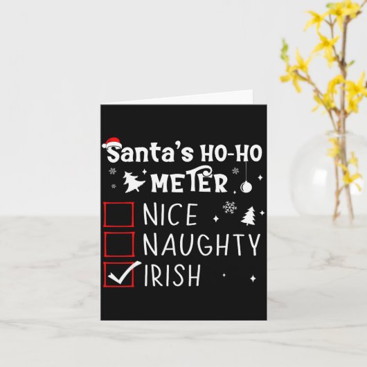 Nice Naughty Irish Christmas List Santa Claus Iris カード (黄色い花)