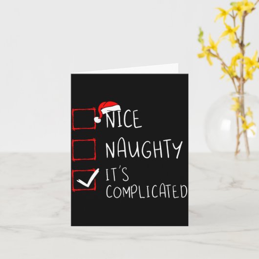 Nice Naughty Its Complicated Christmas List Santa  カード (黄色い花)