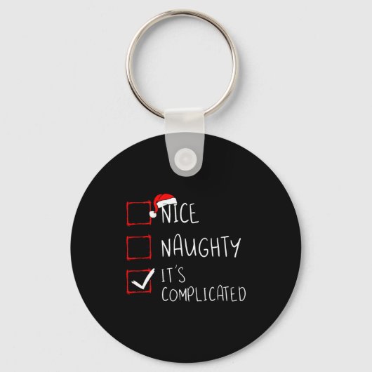 Nice Naughty Its Complicated Christmas List Santa  キーホルダー (正面)