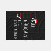 Nice Naughty Its Complicated Christmas List Santa  フリースブランケット (正面(横))