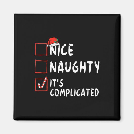 Nice Naughty It's Complicated Christmas List Santa マグネット (正面)