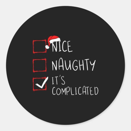 Nice Naughty Its Complicated Christmas List Santa  ラウンドシール (正面)