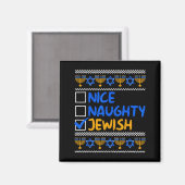 Nice Naughty Jewish Ugly Hanukkah Chanukah Sweater マグネット (正面/裏面)