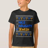 Nice Naughty Jewish Ugly Hanukkah Chanukah Sweater Tシャツ (正面)