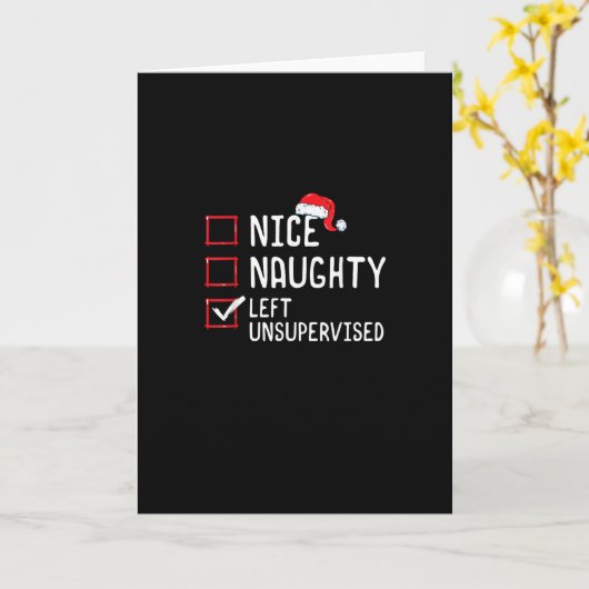 Nice Naughty Left Unsupervised Christmas List  カード (黄色い花)