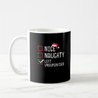 Nice Naughty Left Unsupervised Christmas List コーヒーマグカップ