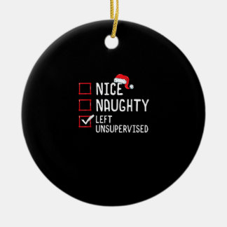 Nice Naughty Left Unsupervised Christmas List セラミックオーナメント