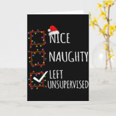 Nice Naughty Left Unsupervised Christmas List Funn カード (黄色い花)