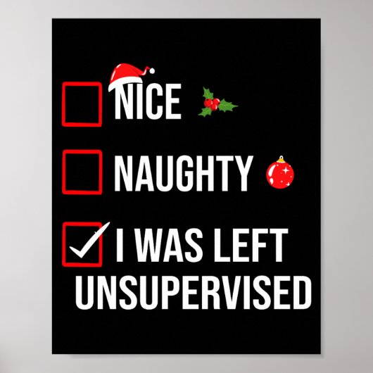 Nice Naughty Left Unsupervised Funny Christmas ポスター (正面)