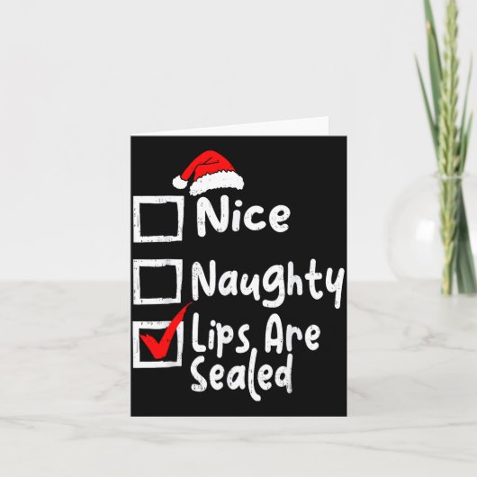 Nice Naughty Lips Funny Christmas List Family Matc カード (正面)