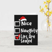 Nice Naughty Lips Funny Christmas List Family Matc カード (黄色い花)