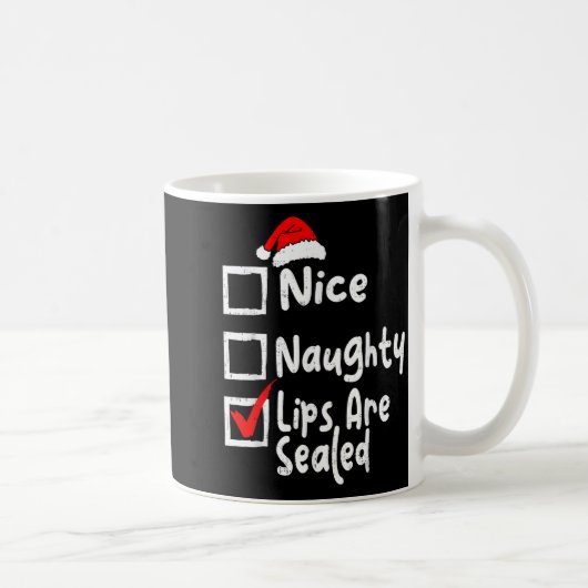 Nice Naughty Lips Funny Christmas List Family Matc コーヒーマグカップ (右)
