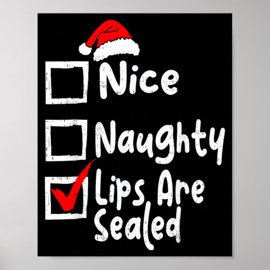 Nice Naughty Lips Funny Christmas List Family Matc ポスター (正面)