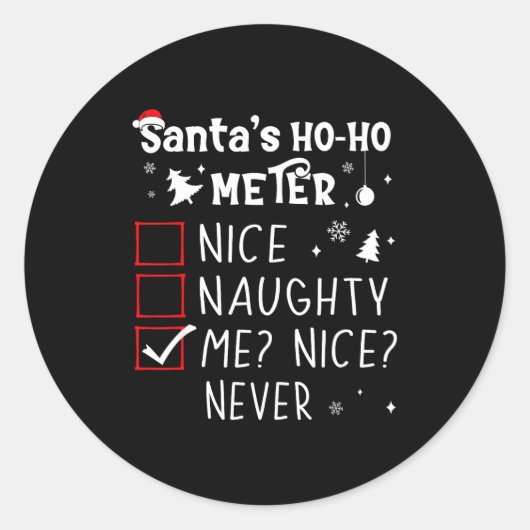Nice Naughty Me_ Nice_ Never_ Christmas List Santa ラウンドシール (正面)