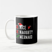 Nice Naughty Mermaid Merry Christmas Santa Claus X コーヒーマグカップ (左)