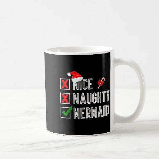 Nice Naughty Mermaid Merry Christmas Santa Claus X コーヒーマグカップ (右)