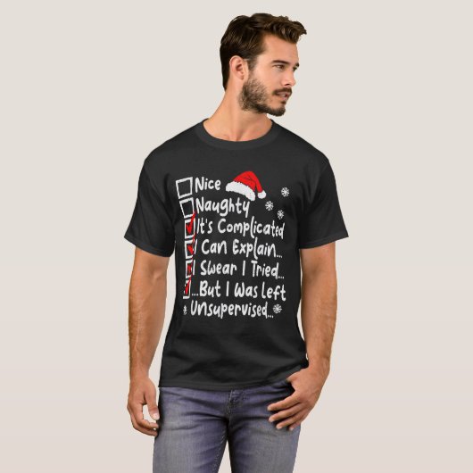 Nice Naughty Multi Checklist Funny Christmas List  Tシャツ (正面フル)