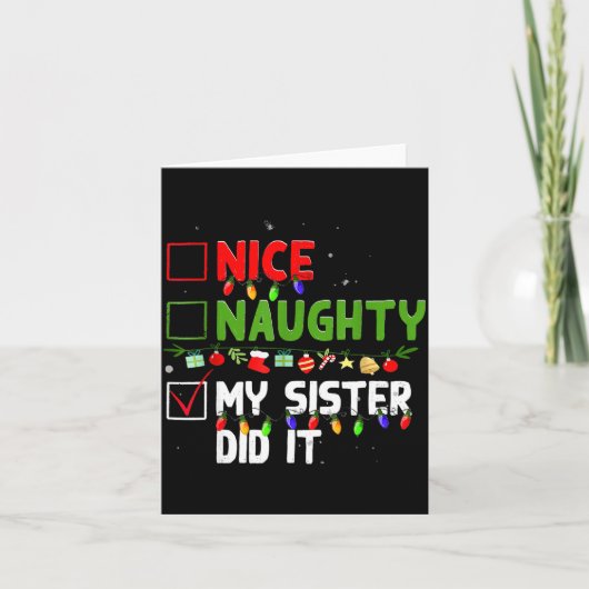 Nice Naughty My Sister Did It Family Xmas Pajama C カード (正面)