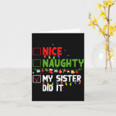 Nice Naughty My Sister Did It Family Xmas Pajama C カード (黄色い花)