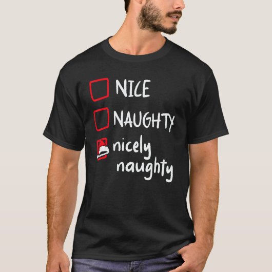 Nice Naughty Nicely Naughty   Santa Christmas List Tシャツ (正面)
