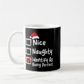 Nice Naughty Perfect Funny Christmas List Family M コーヒーマグカップ (左)