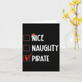 Nice Naughty Pirate Christmas Santa Claus  カード (黄色い花)