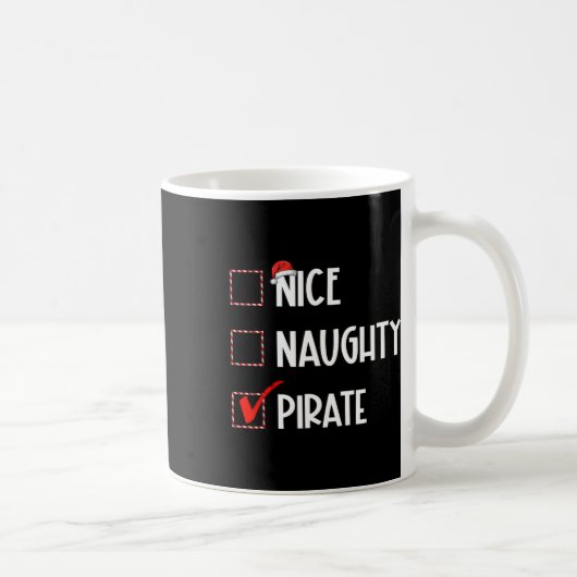 Nice Naughty Pirate Christmas Santa Claus コーヒーマグカップ (右)