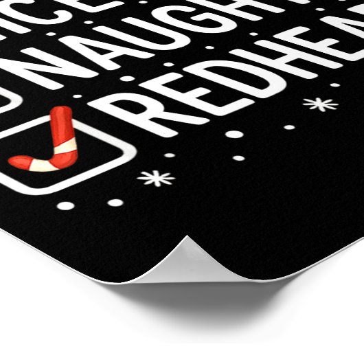 Nice Naughty Redhead Funny Christmas Quote  ポスター (角)