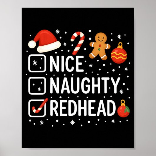 Nice Naughty Redhead Funny Christmas Quote ポスター (正面)