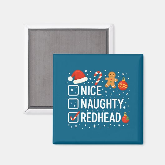 Nice Naughty Redhead Funny Christmas Quote  マグネット (正面/裏面)