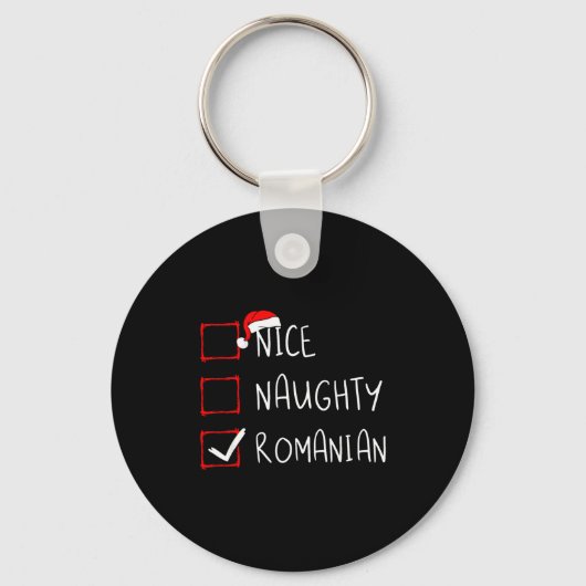 Nice Naughty Romanian Christmas Romania Heritage R キーホルダー (正面)