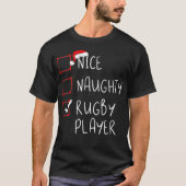Nice Naughty Rugby Player List Christmas Santa Cla Tシャツ (正面)
