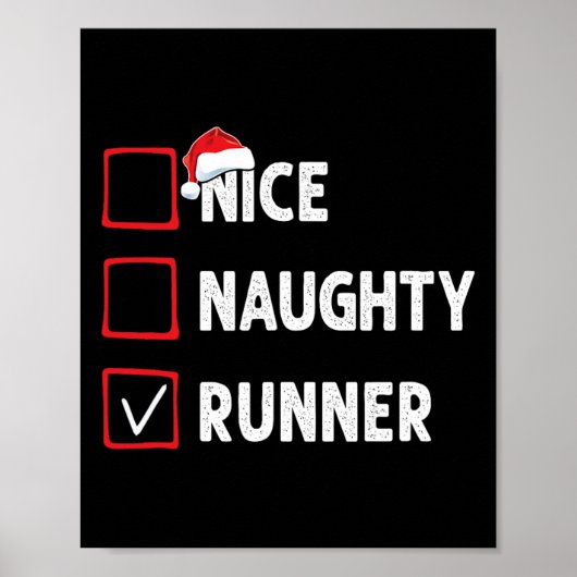 Nice Naughty Runner Running Womens Mens Funny Chri ポスター (正面)